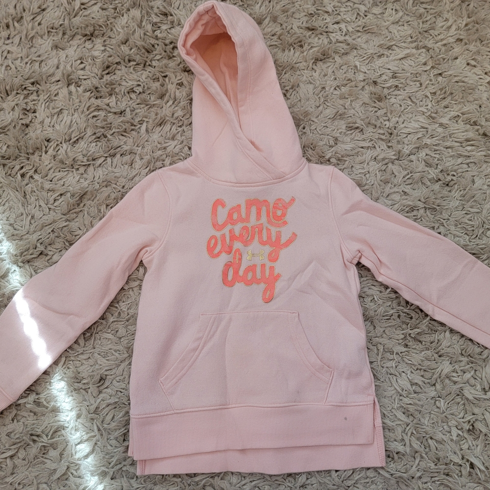 Under Armour Pink Kids Hoodie with Camo Design